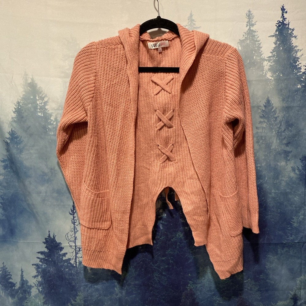 Stella‎ Tweed Girls' Hooded  Knit Zip  Cardigan Size Medium